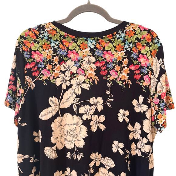 Johnny Was The Redland Favorite Short Sleeve V-Neck Swing Tee Multi Floral Sz XL - Picture 9 of 11